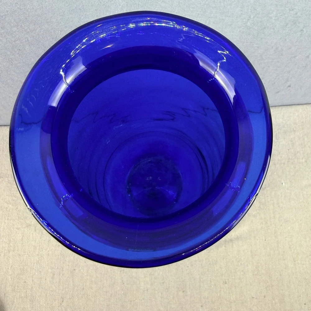 VTG Blenko 8137s Cobalt Blue Glass Cylinder Vase 15